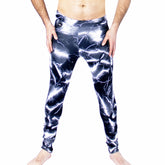 Men's Printed Leggings - Black Lightning