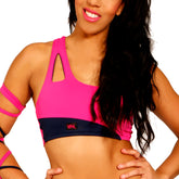 Asymmetric Crop Top - Pink / Navy