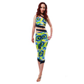 Siren Print Cropped Leggings - Multi Glow / Navy