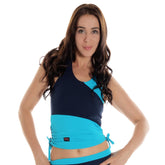 Drawstring Vest - Navy / Turquoise