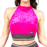 Glitter Mist Halter Top - Raspberry