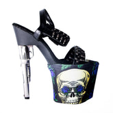 Reversible Shoe Protectors - Skull Flowers / Black