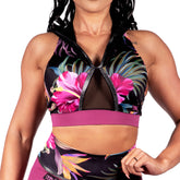 Coretta Hooded Top - Flowers / Plum