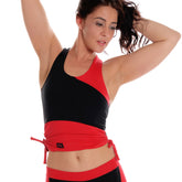 Drawstring Vest - Black / Red