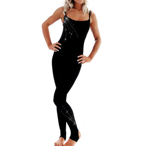 Spaghetti Strap Catsuit with Diamantes