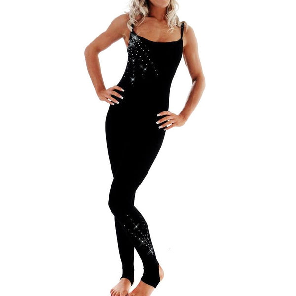 Spaghetti Strap Catsuit with Diamantes